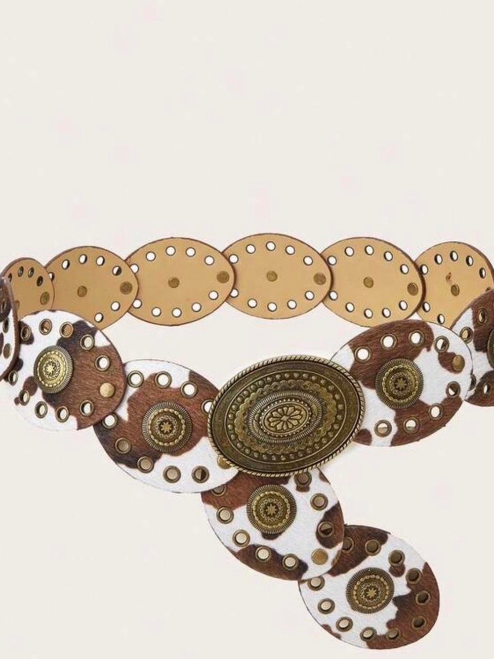 Cow print medium western belt